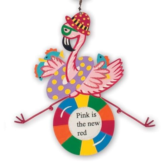 Beachy Tropical Pink Flamingos Wine Bottle Charms and Magnet Set - Picture 3 of 9